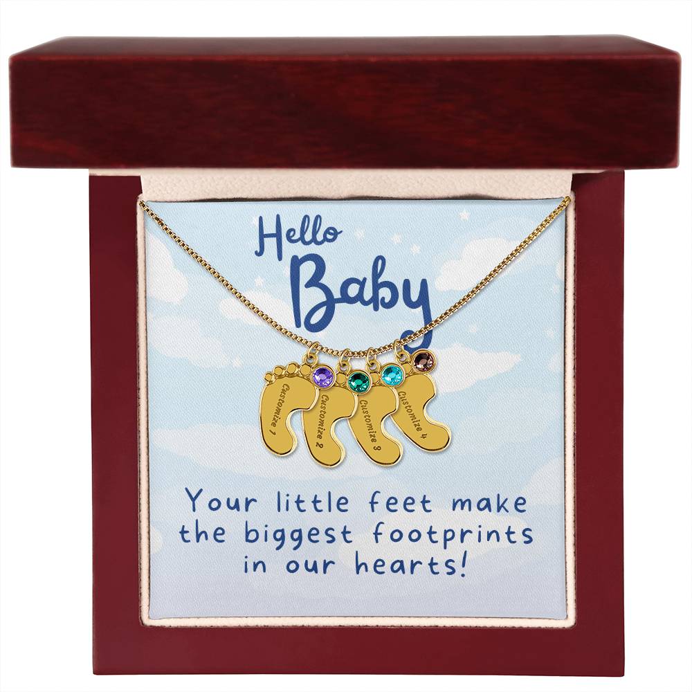 Hello Baby - Engraved Baby Feet Necklace