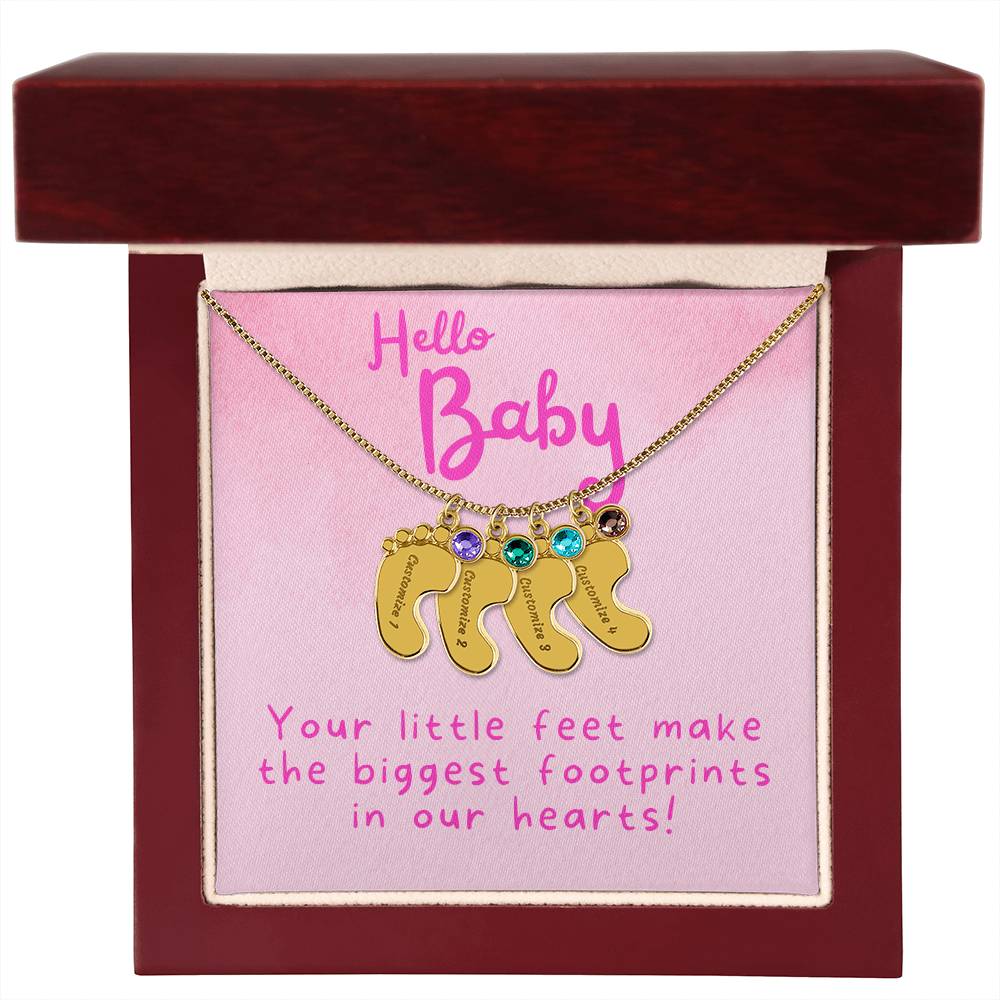 Hello Baby - Engraved Baby Feet Necklace
