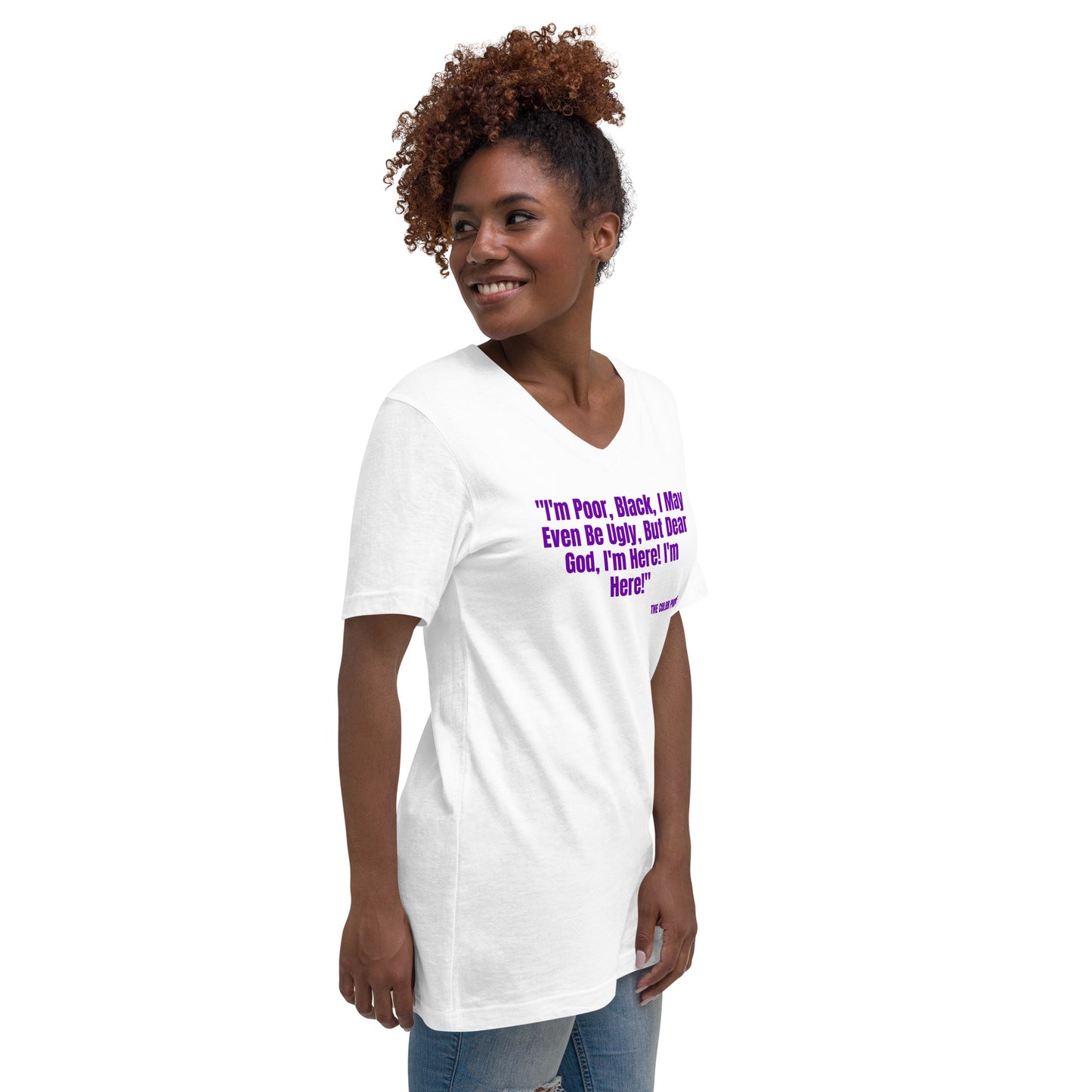 "I'm Poor..." The Color Purple Quote Unisex Short Sleeve V-Neck T-Shirt