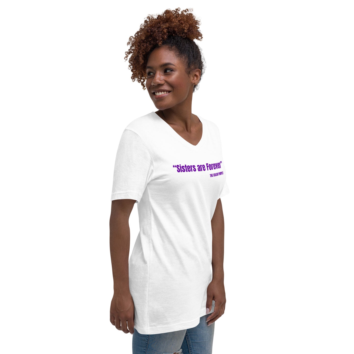 "Sisters Are Forever" The Color Purple Quote Unisex Short Sleeve V-Neck T-Shirt