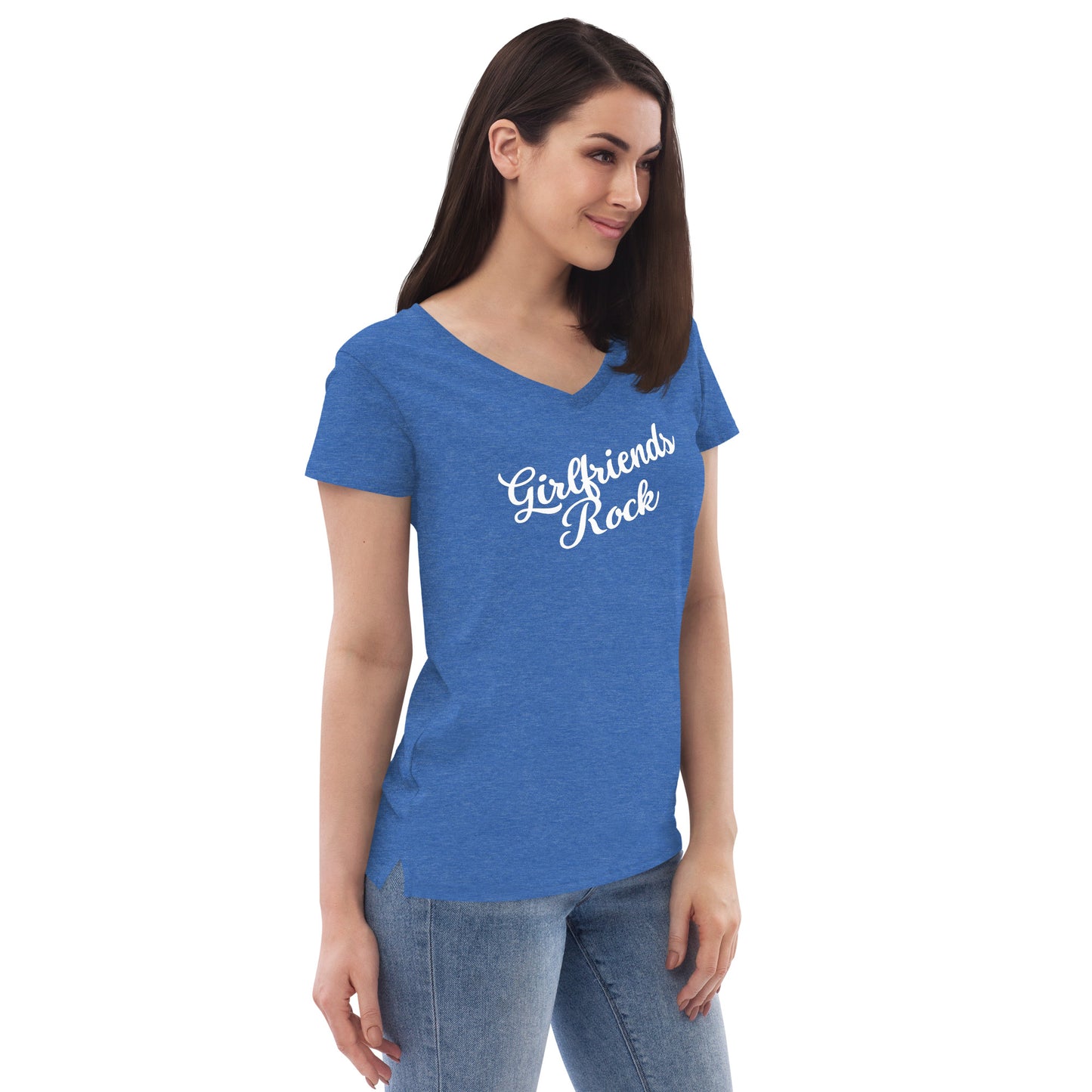 Girlfriends Rock - Women’s Recycled V-Neck T-Shirt