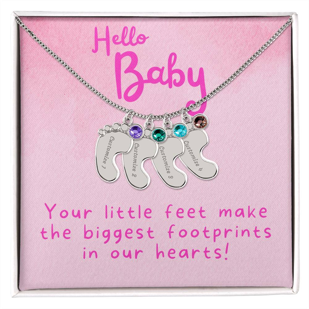 Hello Baby - Engraved Baby Feet Necklace