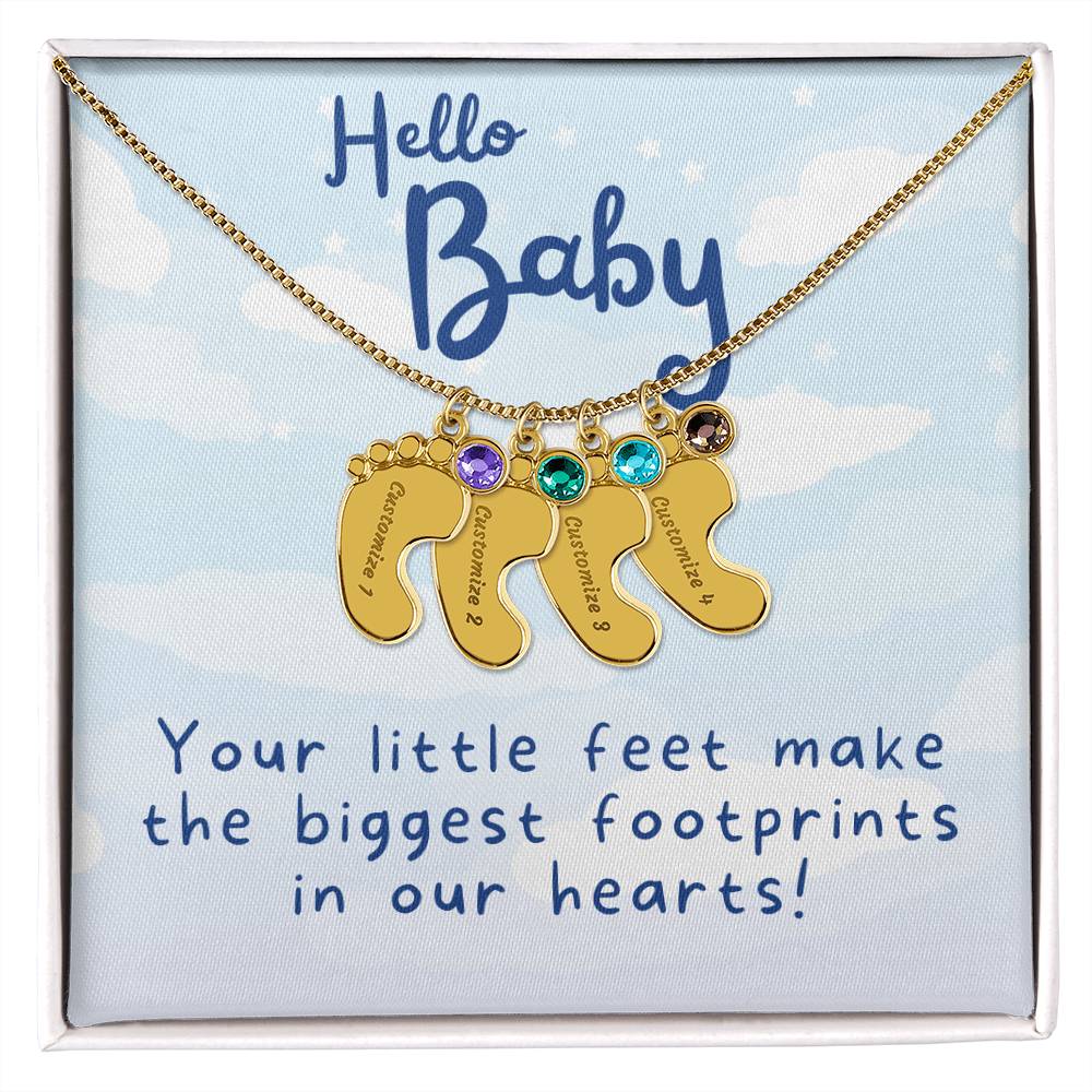 Hello Baby - Engraved Baby Feet Necklace
