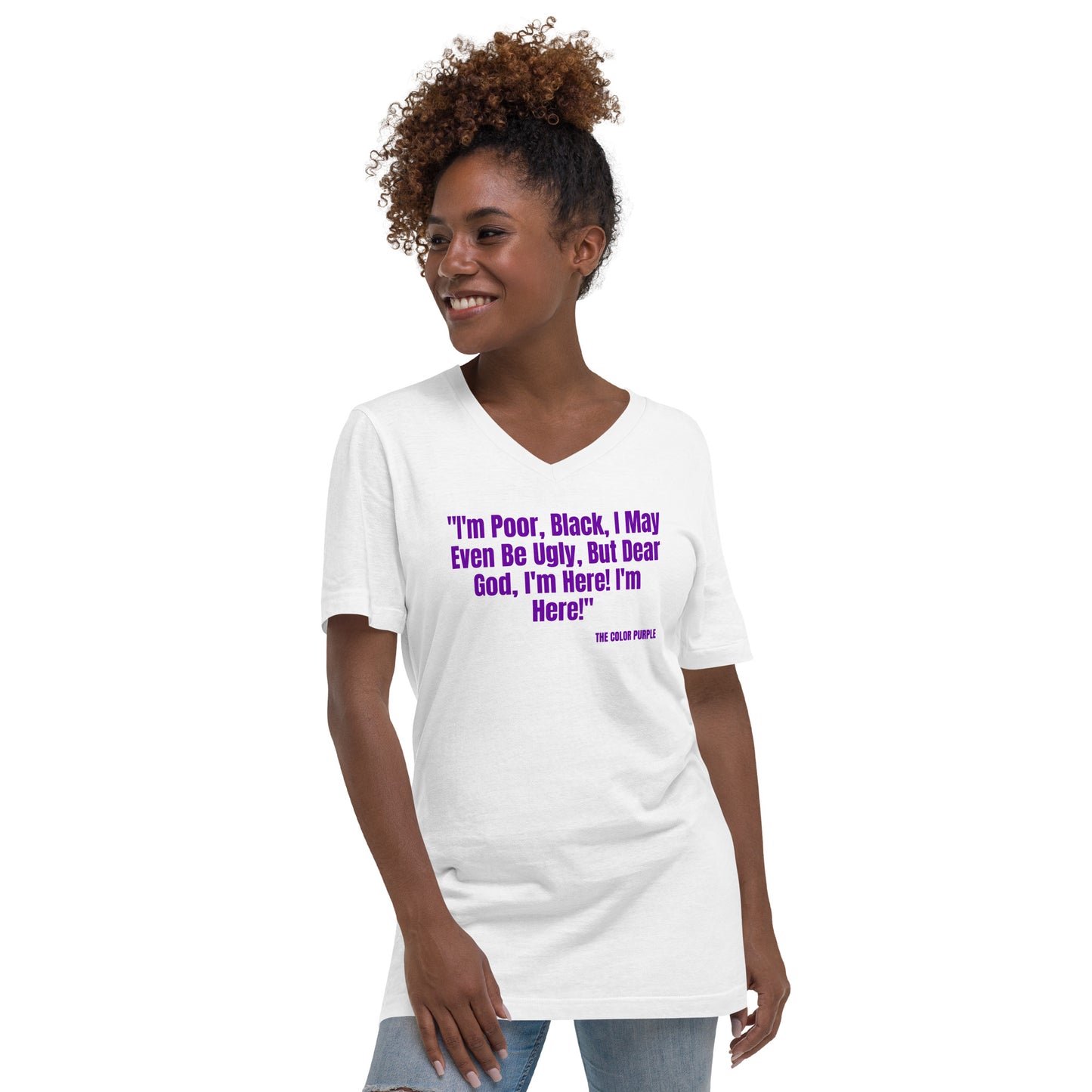 "I'm Poor..." The Color Purple Quote Unisex Short Sleeve V-Neck T-Shirt