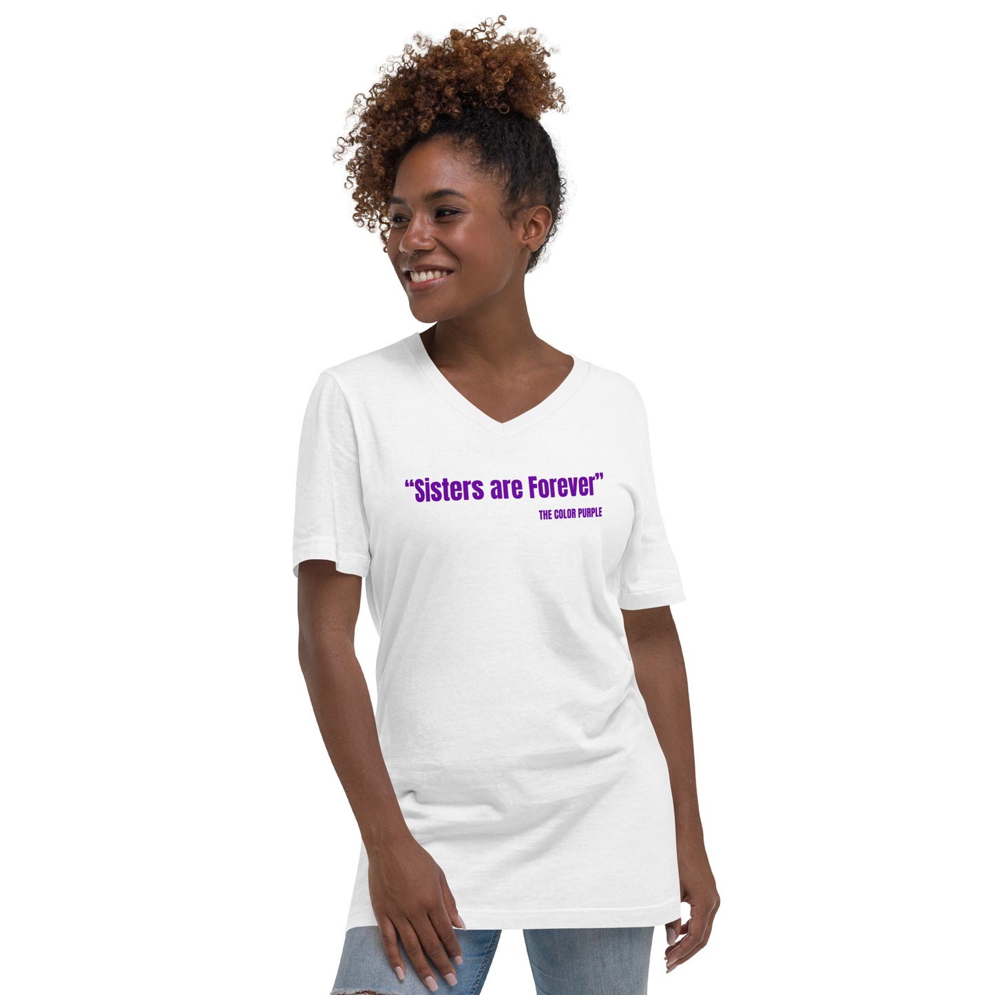 "Sisters Are Forever" The Color Purple Quote Unisex Short Sleeve V-Neck T-Shirt