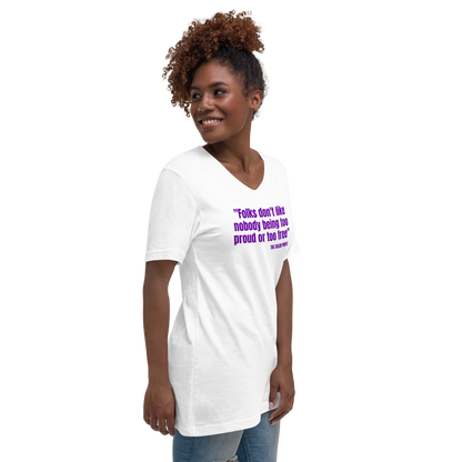 "Folks Don't Like.." The Color Purple Quote Unisex Short Sleeve V-Neck T-Shirt