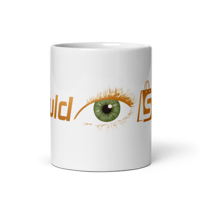 SHOULD EYE SHOP White Glossy Mug - Green Eye