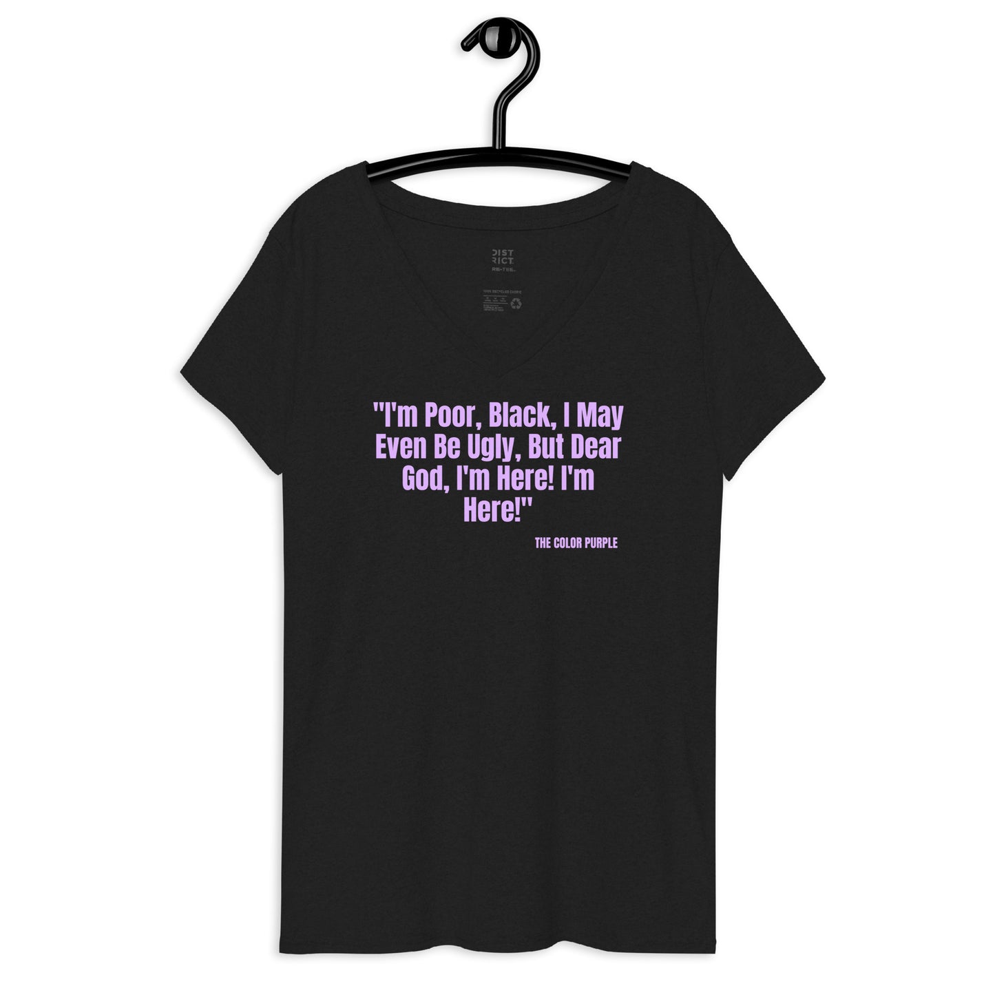 "I'm Poor..." The Color Purple Quote Women’s Recycled V-Neck T-Shirt