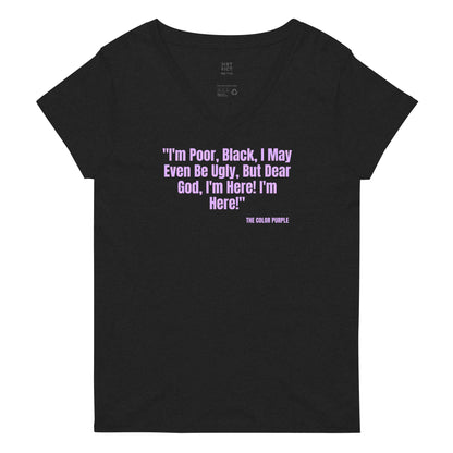 "I'm Poor..." The Color Purple Quote Women’s Recycled V-Neck T-Shirt