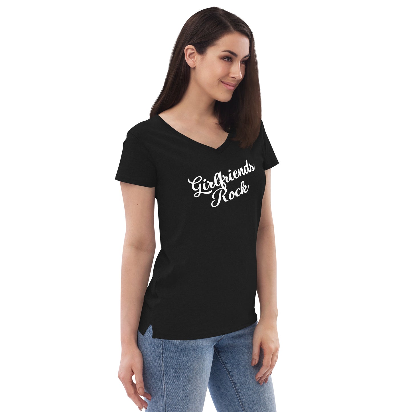 Girlfriends Rock - Women’s Recycled V-Neck T-Shirt